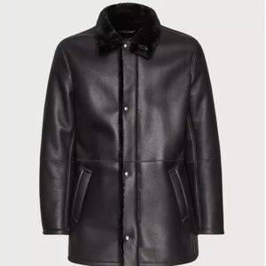 Salvatore Ferragamo Mens Black Shearling Jacket EU SZ 50